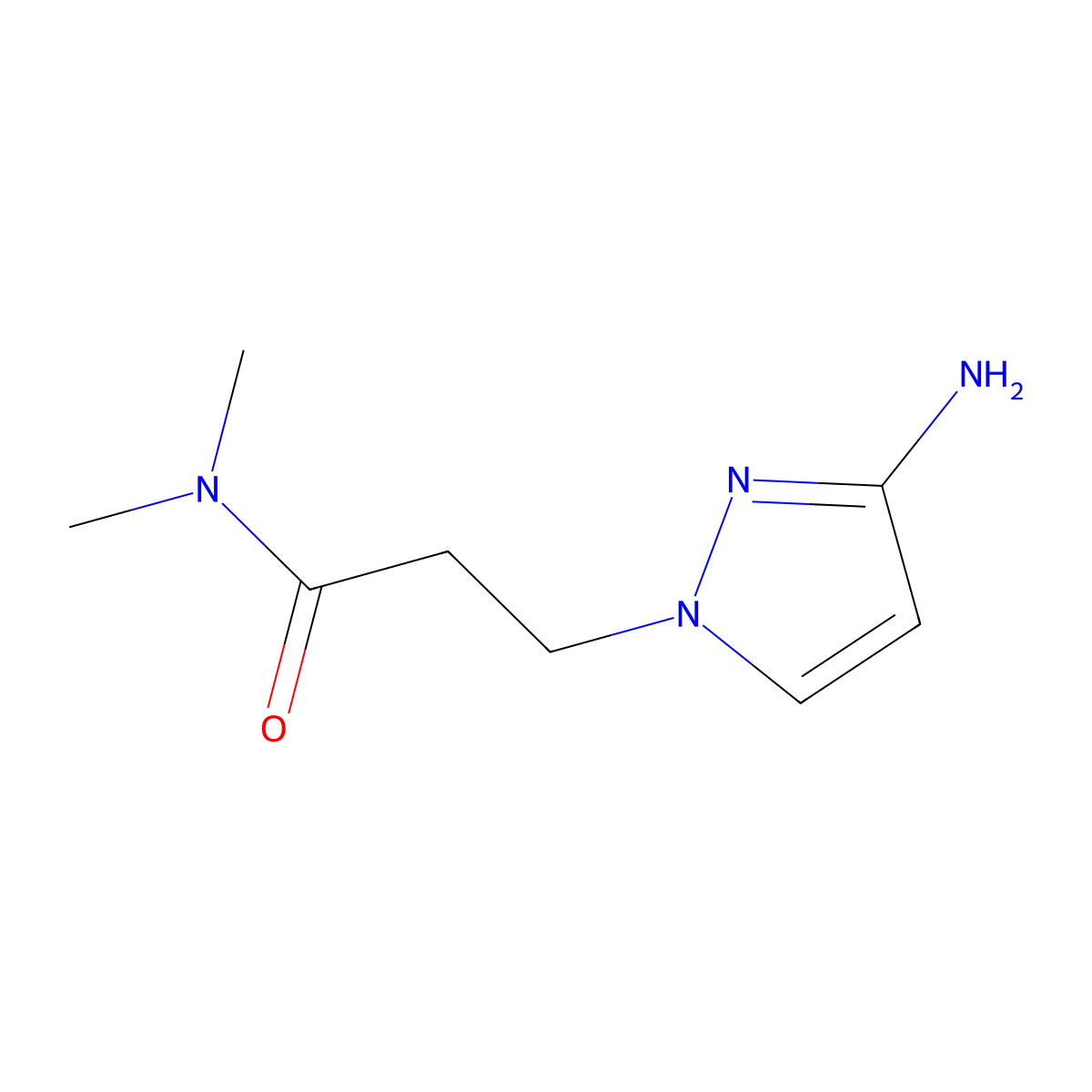 3-(3-amino-1H-pyrazol-1-yl)-N,N-dimethylpropanamide molecular structure, CAS 1184792-82-2