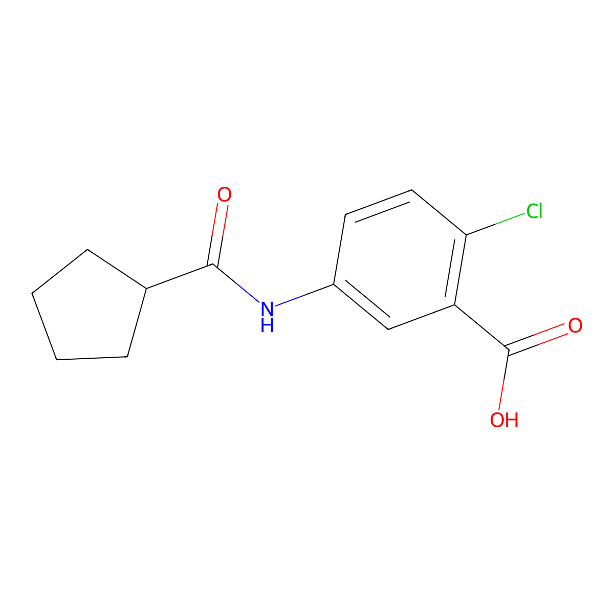 2-Chloro-5-cyclopentaneamidobenzoic acid molecular structure, CAS 1184798-16-0