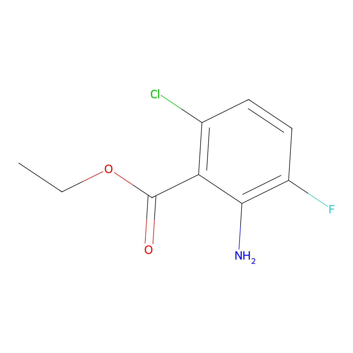 Ethyl 2-amino-6-chloro-3-fluorobenzoate molecular structure, CAS 1184810-34-1