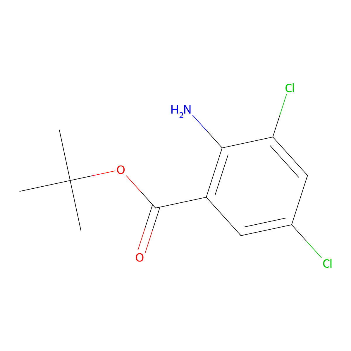 Tert-butyl 2-amino-3,5-dichlorobenzoate molecular structure, CAS 1184818-19-6