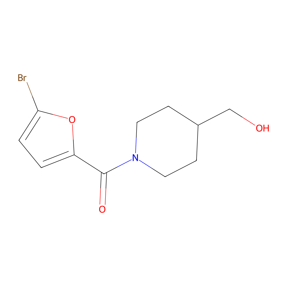 [1-(5-Bromofuran-2-carbonyl)piperidin-4-yl]methanol molecular structure, CAS 1184827-91-5