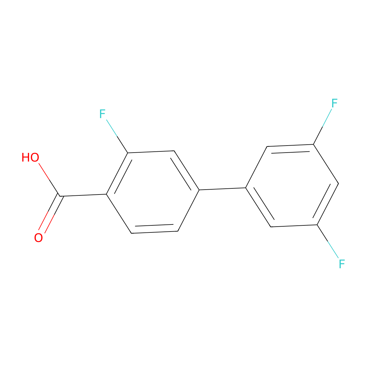 3,3',5'-Trifluoro-[1,1'-biphenyl]-4-carboxylic acid molecular structure, CAS 1184828-51-0