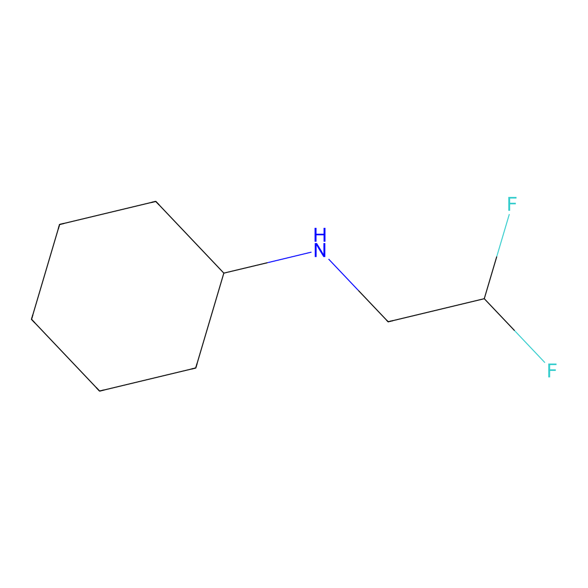N-(2,2-difluoroethyl)cyclohexanamine molecular structure, CAS 1184838-47-8