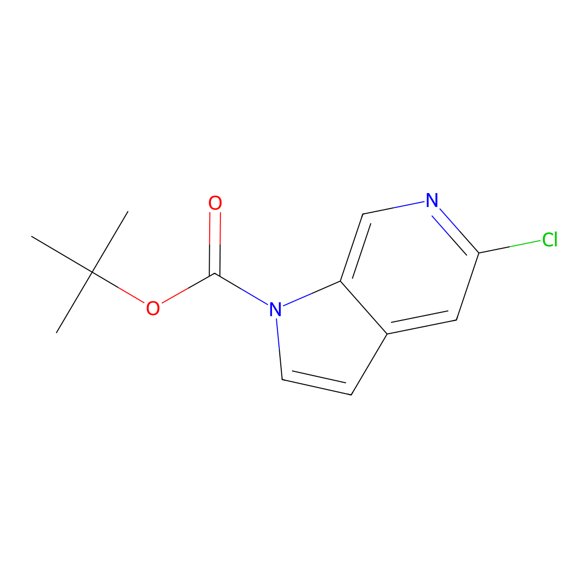 tert-butyl 5-chloro-1H-pyrrolo[2,3-c]pyridine-1-carboxylate molecular structure, CAS 1184844-58-3