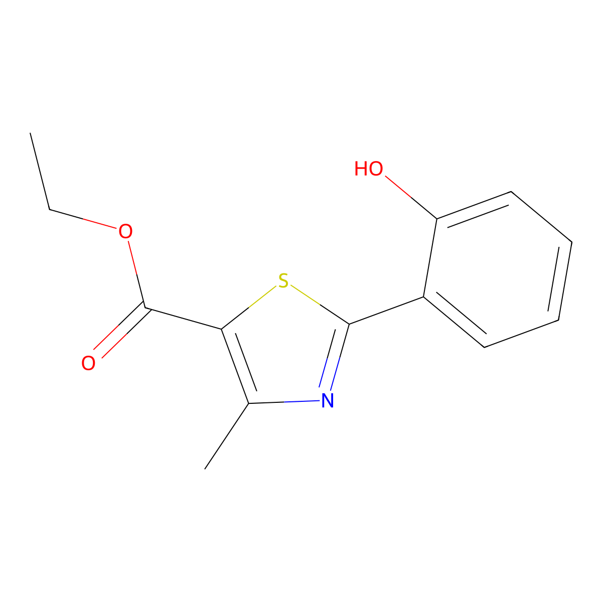 Ethyl 2-(2-hydroxyphenyl)-4-methylthiazole-5-carboxylate molecular structure, CAS 118485-48-6