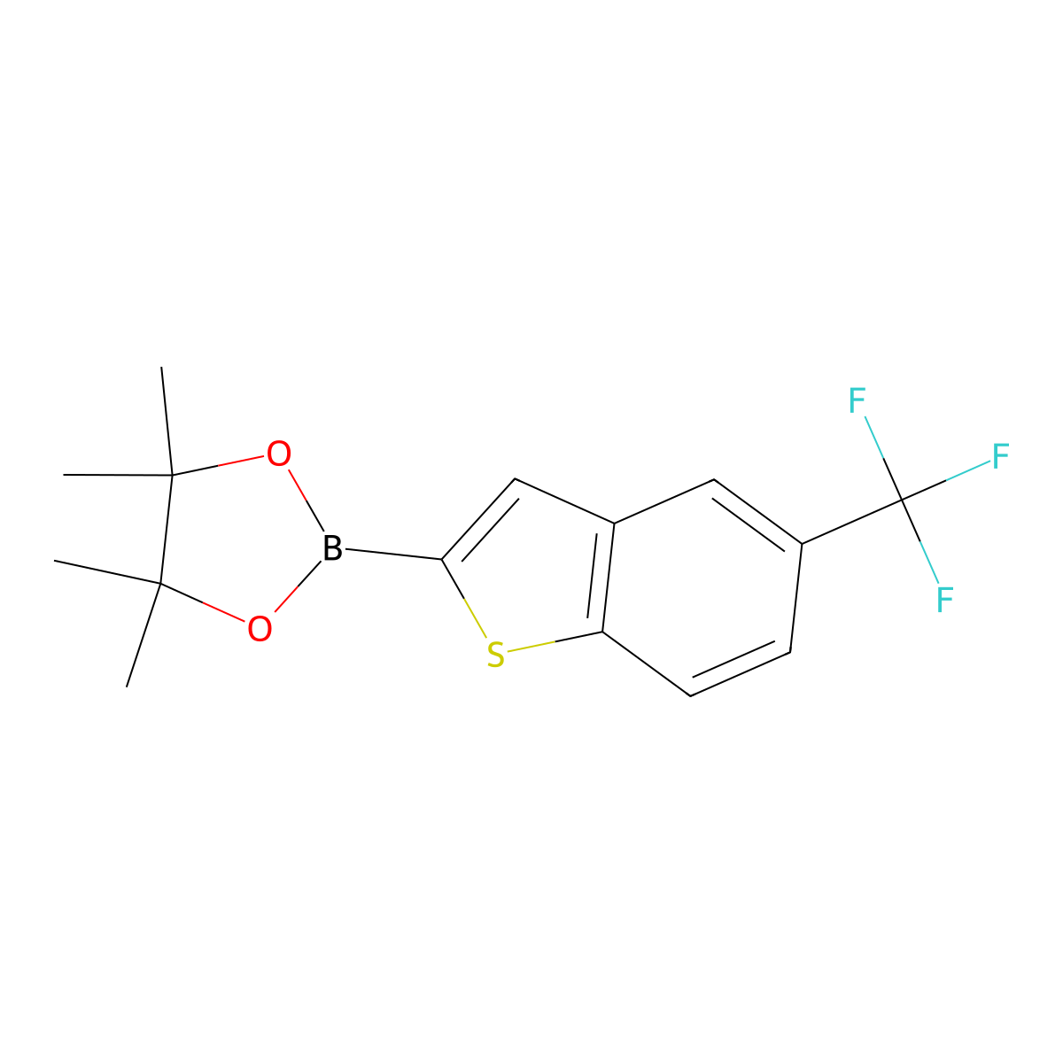 4,4,5,5-Tetramethyl-2-(5-(trifluoromethyl)benzo[b]thiophen-2-yl)-1,3,2-dioxaborolane molecular structure, CAS 1184850-41-6