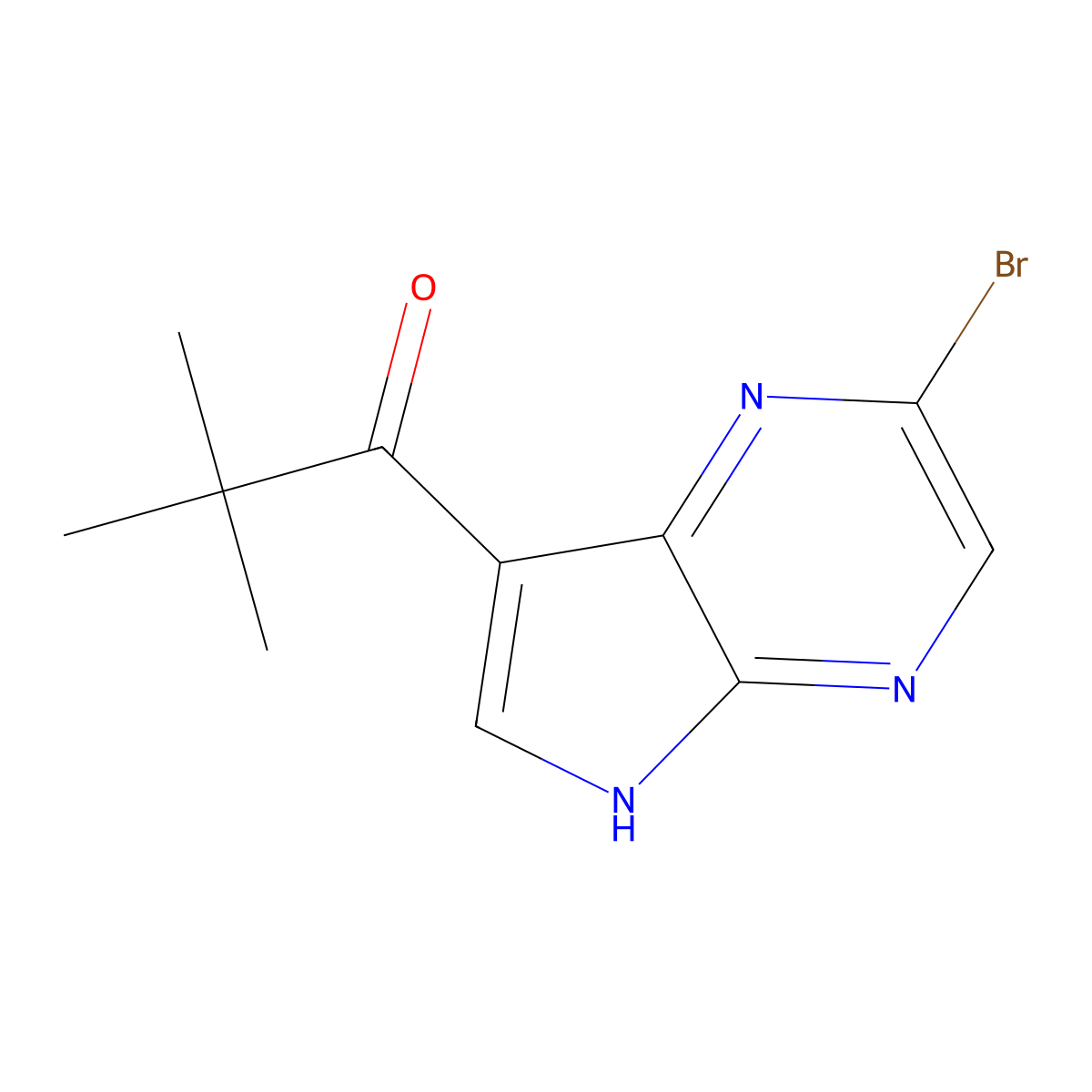 1-(2-Bromo-5H-pyrrolo[2,3-b]pyrazin-7-yl)-2,2-dimethylpropan-1-one molecular structure, CAS 1184852-23-0