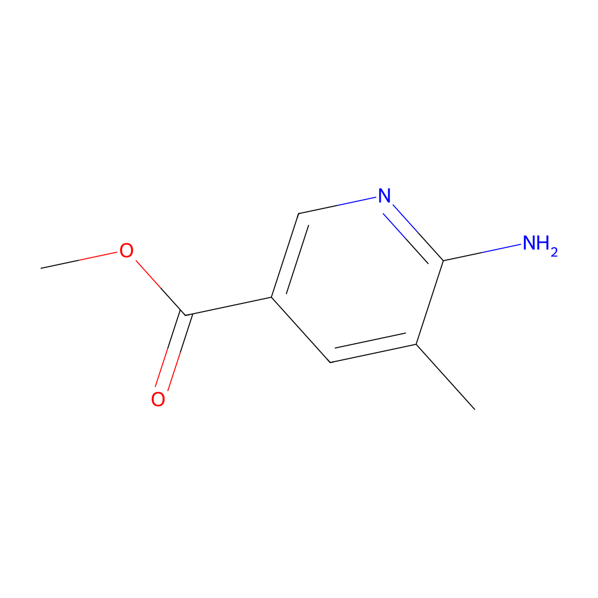 Methyl 6-amino-5-methylnicotinate molecular structure, CAS 1184913-79-8