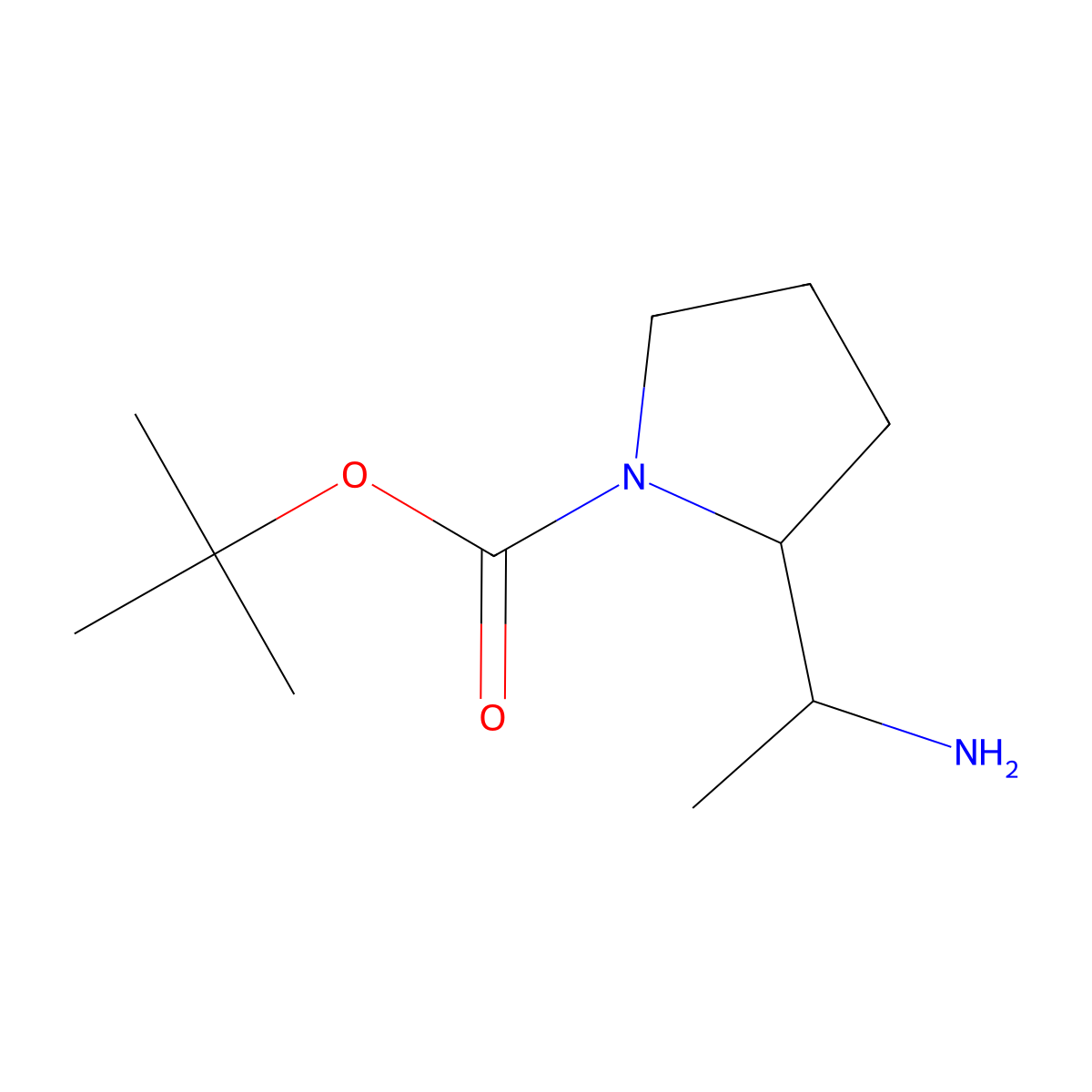 Tert-butyl 2-(1-aminoethyl)pyrrolidine-1-carboxylate molecular structure, CAS 1184914-59-7