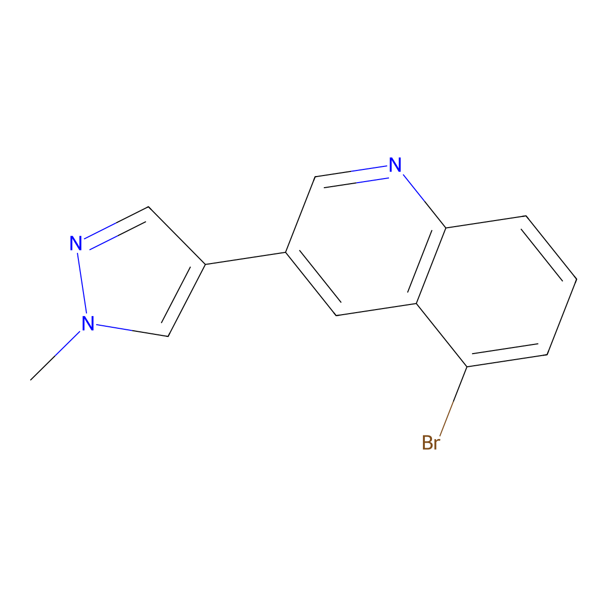 5-bromo-3-(1-methyl-1H-pyrazol-4-yl)quinoline molecular structure, CAS 1184914-90-6