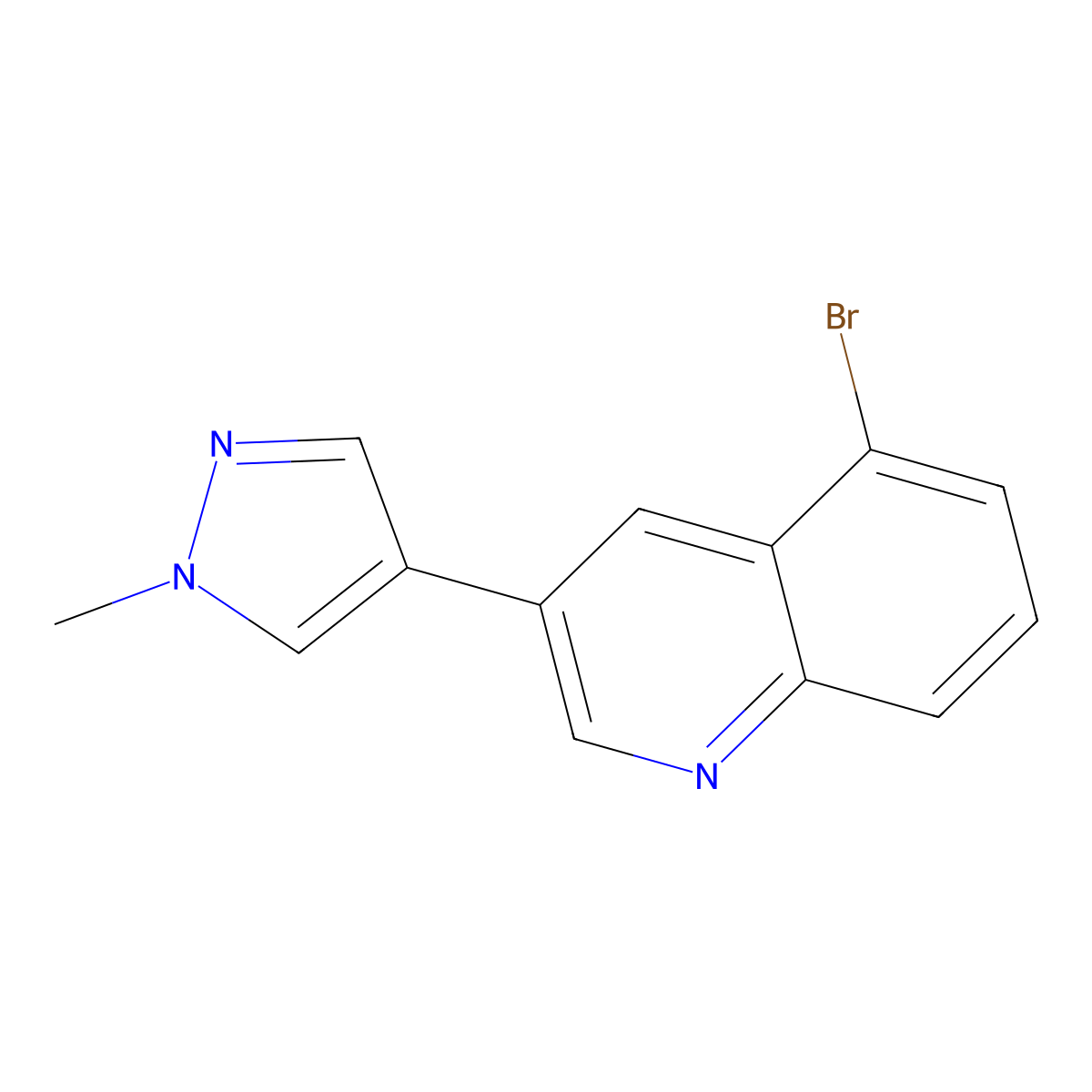 5-bromo-3-(1-methyl-1H-pyrazol-4-yl)quinoline molecular structure, CAS 1184914-90-6
