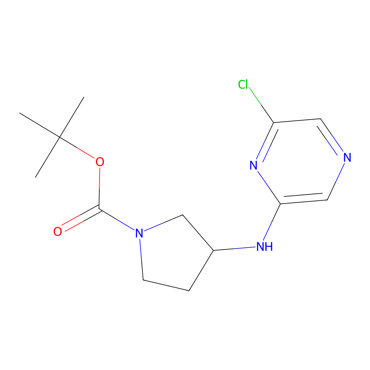 Tert-butyl 3-[(6-chloropyrazin-2-yl)amino]pyrrolidine-1-carboxylate molecular structure, CAS 1184918-43-1