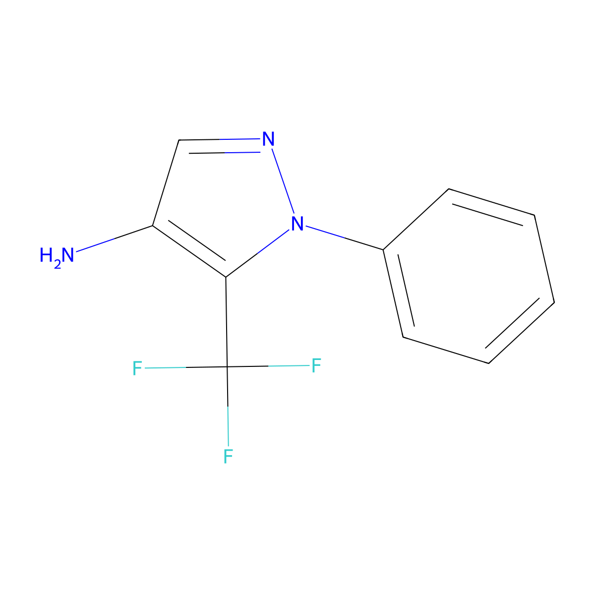 1-phenyl-5-(trifluoromethyl)-1H-pyrazol-4-amine molecular structure, CAS 1184918-97-5