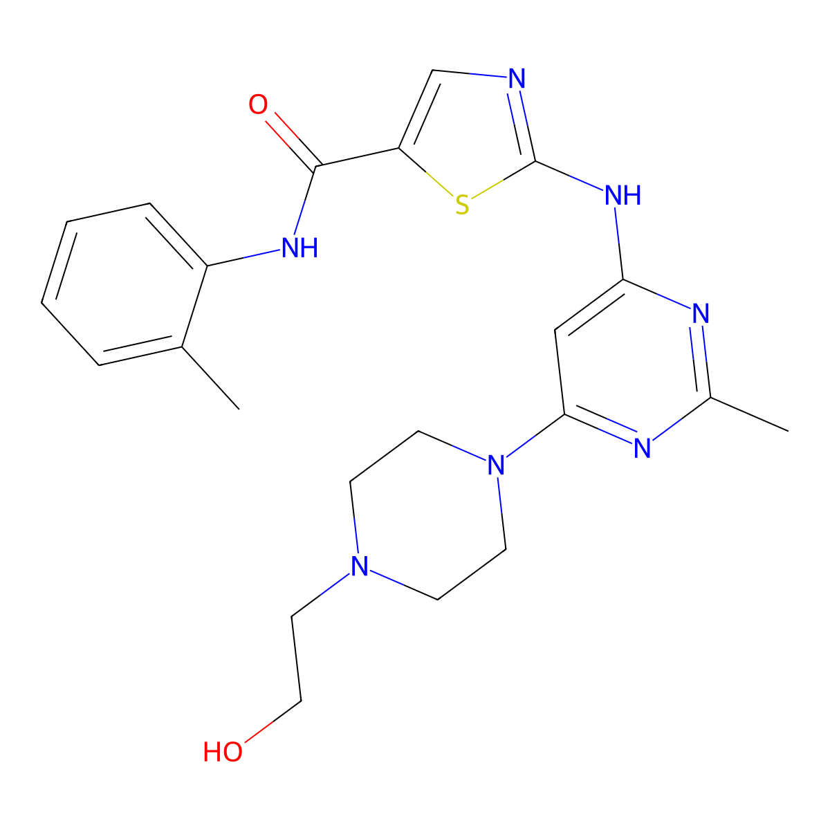 2-[[6-[4-(2-Hydroxyethyl)-1-Piperaziny]-2-Methyl-4-Pyrimidinyl]Amino]-N-(2-Methylphenyl)-5-Thiazolecarboxamide molecular structure, CAS 1184919-23-0