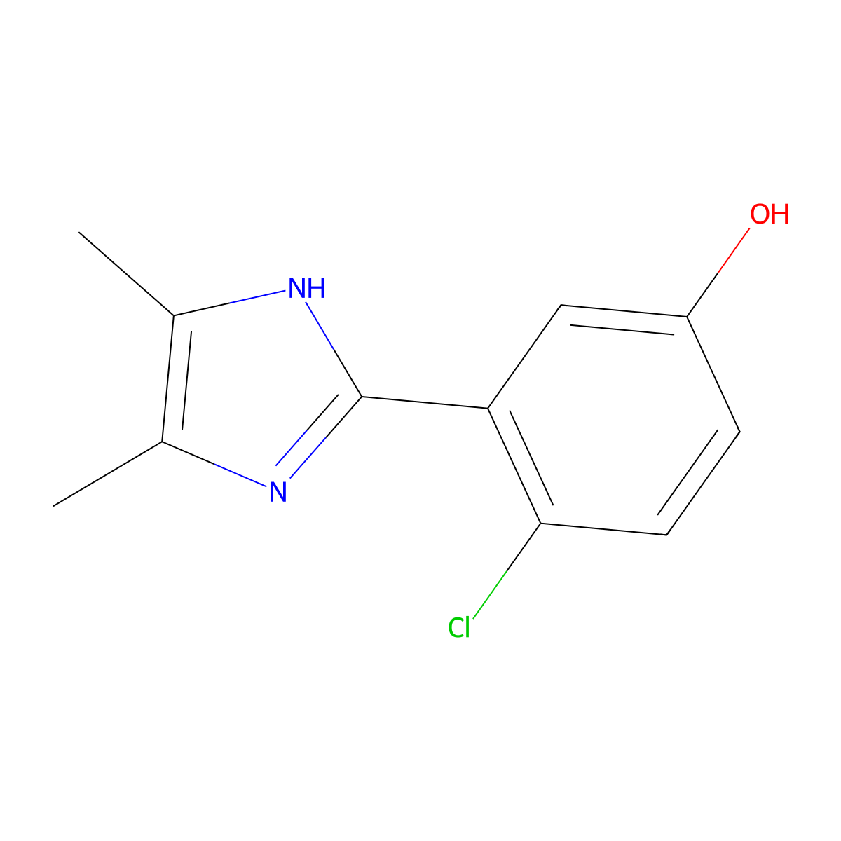 4-chloro-3-(4,5-dimethyl-1H-imidazol-2-yl)phenol molecular structure, CAS 1184919-44-5