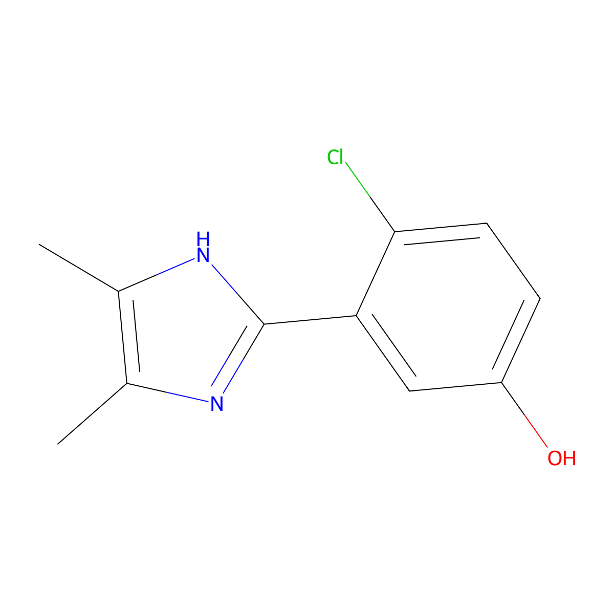 4-chloro-3-(4,5-dimethyl-1H-imidazol-2-yl)phenol molecular structure, CAS 1184919-44-5