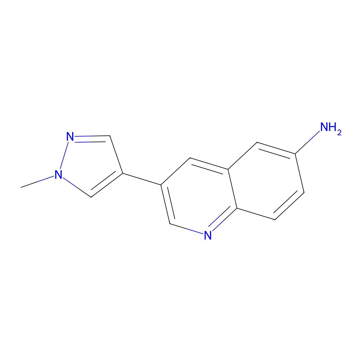 3-(1-methyl-1H-pyrazol-4-yl)quinolin-6-amine molecular structure, CAS 1184919-71-8
