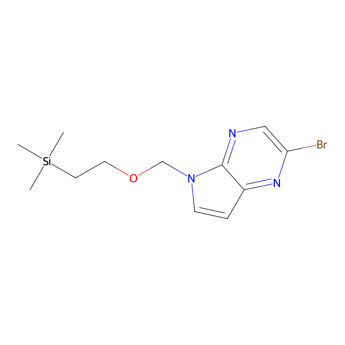 2-bromo-5-((2-(trimethylsilyl)ethoxy)methyl)-5H-pyrrolo[2,3-b]pyrazine molecular structure, CAS 1184926-29-1