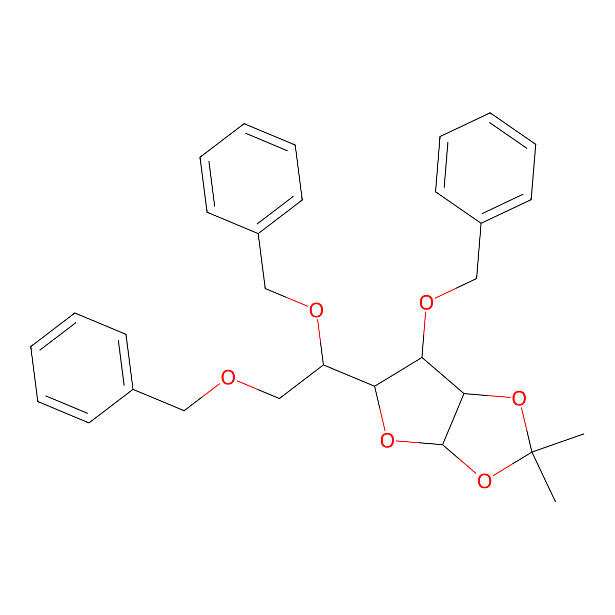 1,2-O-(1-Methylethylidene)-3,5,6-tris-O-(phenylmethyl)hexofuranose molecular structure, CAS 1184939-70-5