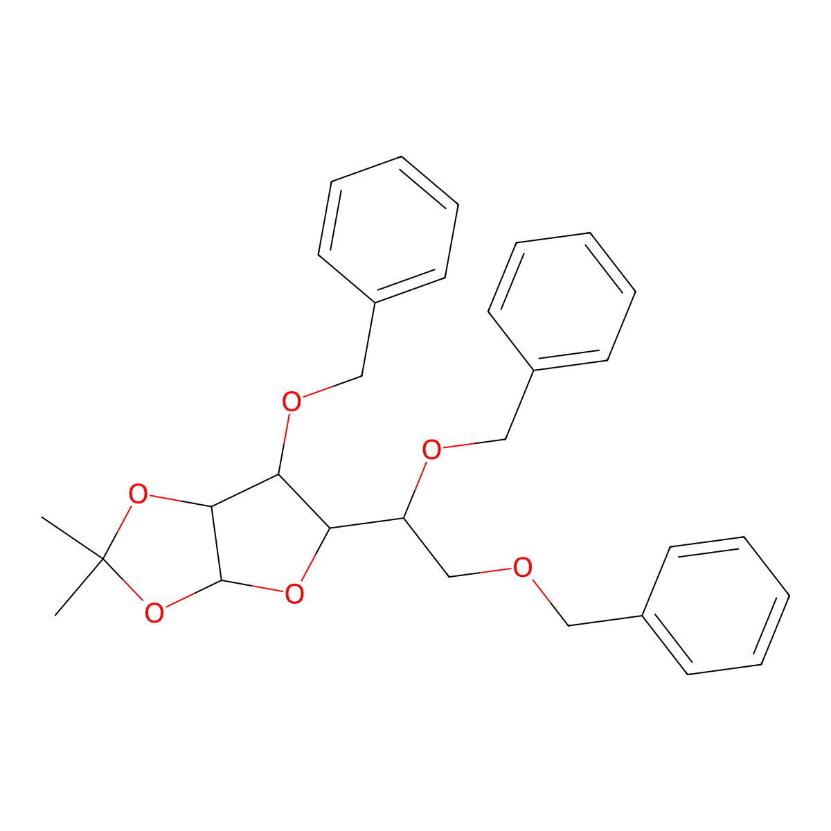 1,2-O-(1-Methylethylidene)-3,5,6-tris-O-(phenylmethyl)hexofuranose molecular structure, CAS 1184939-70-5
