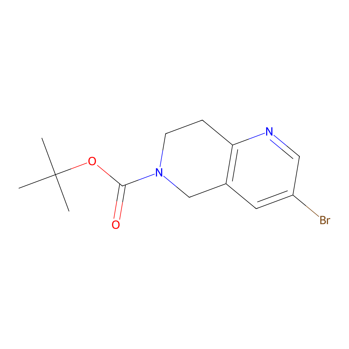 tert-Butyl 3-bromo-7,8-dihydro-1,6-naphthyridine-6(5H)-carboxylate molecular structure, CAS 1184950-48-8