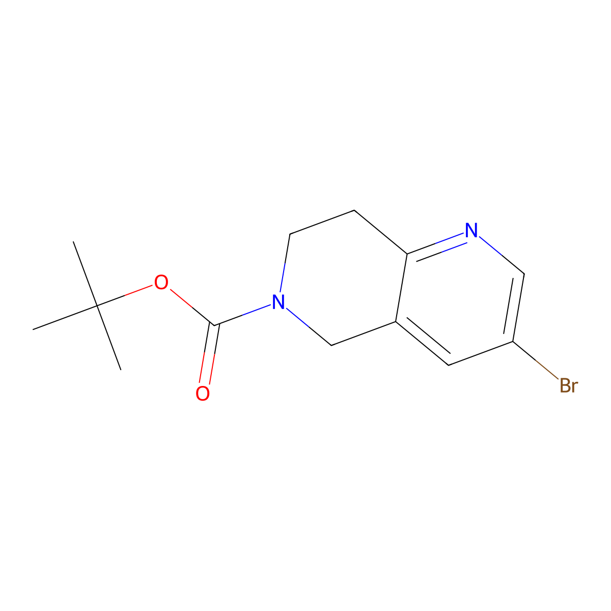 tert-Butyl 3-bromo-7,8-dihydro-1,6-naphthyridine-6(5H)-carboxylate molecular structure, CAS 1184950-48-8