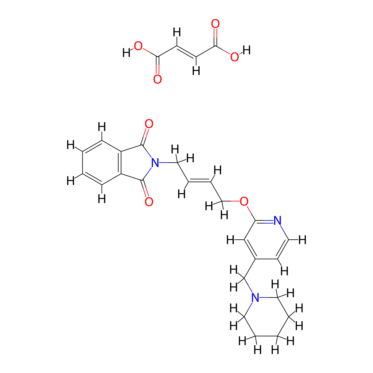 (E)-but-2-enedioic acid;2-[(E)-4-[[4-(piperidin-1-ylmethyl)-2-pyridinyl]oxy]but-2-enyl]isoindole-1,3-dione molecular structure, CAS 1184963-60-7