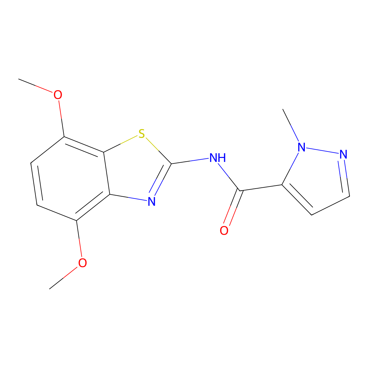 N-(4,7-dimethoxybenzo[d]thiazol-2-yl)-1-methyl-1H-pyrazole-5-carboxamide molecular structure, CAS 1184964-18-8