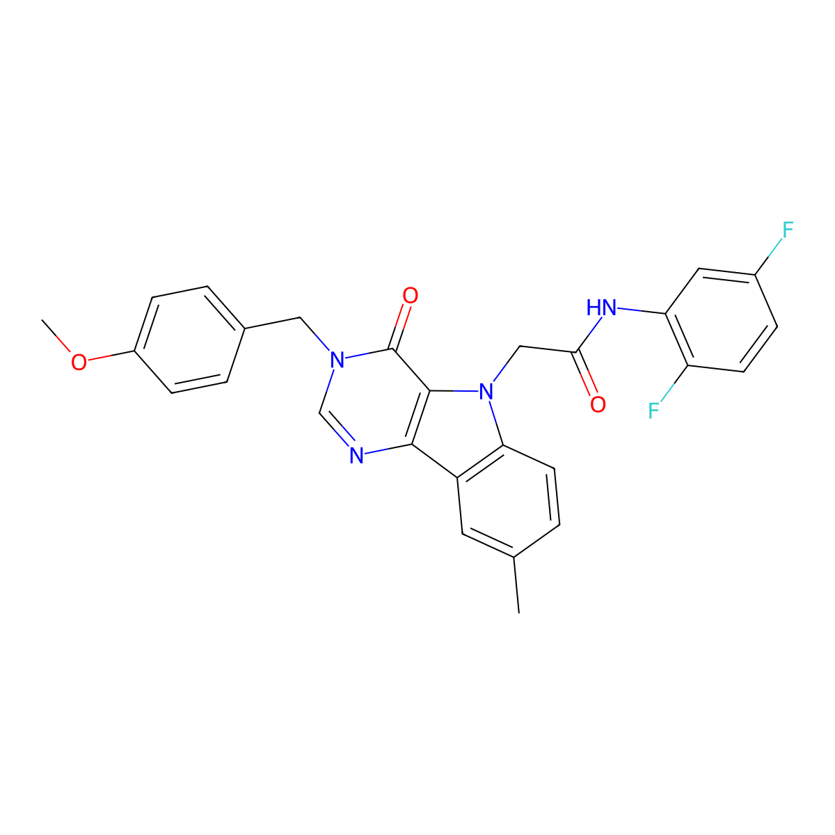 N-(2,5-difluorophenyl)-2-(3-(4-methoxybenzyl)-8-methyl-4-oxo-3H-pyrimido[5,4-b]indol-5(4H)-yl)acetamide molecular structure, CAS 1184964-44-0