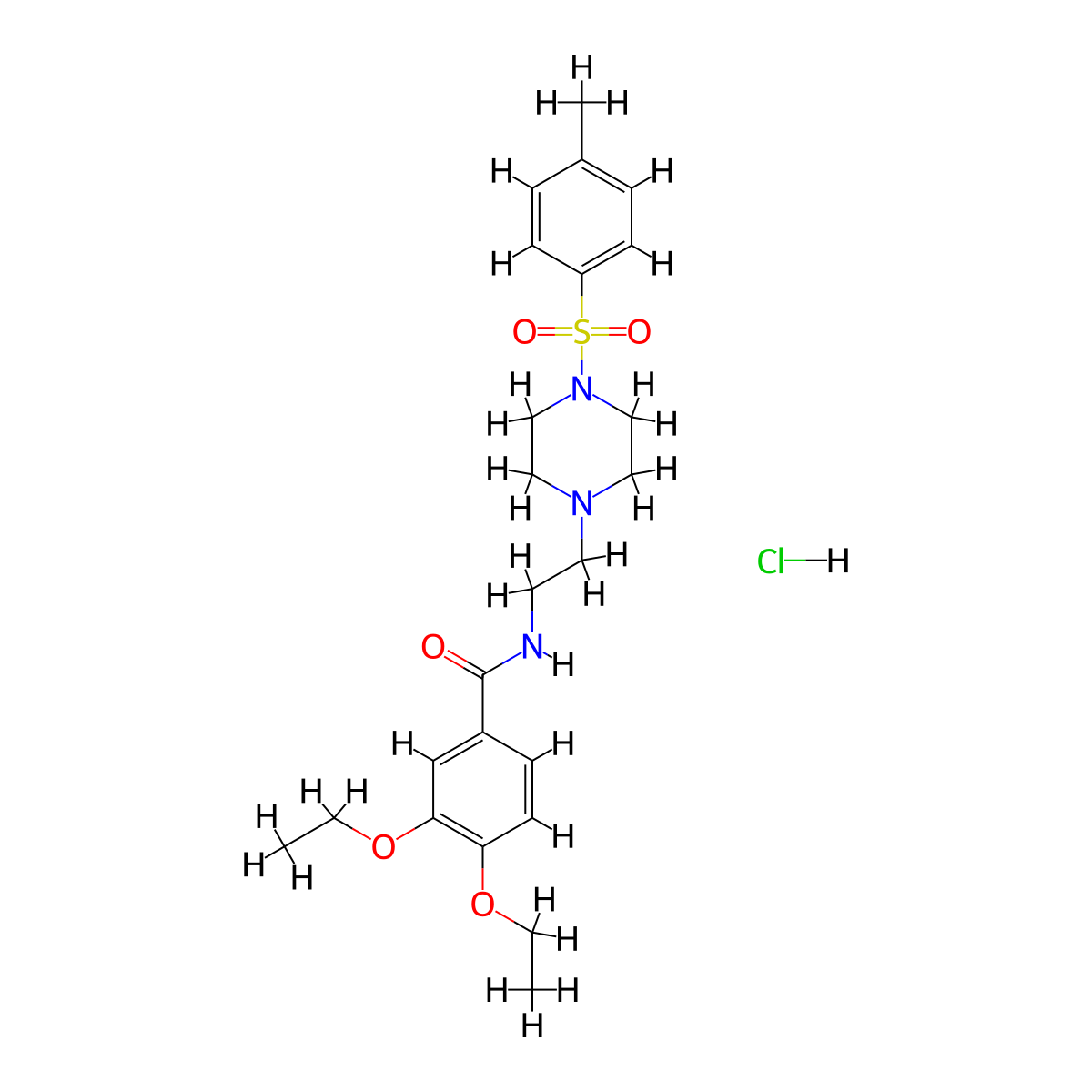 3,4-diethoxy-N-(2-(4-tosylpiperazin-1-yl)ethyl)benzamide hydrochloride molecular structure, CAS 1184964-45-1