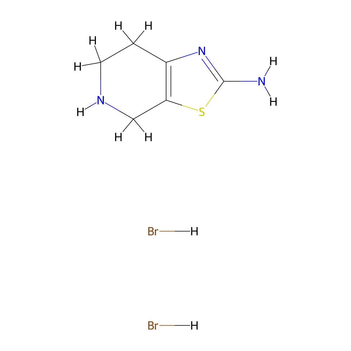 4,5,6,7-Tetrahydro[1,3]thiazolo[5,4-c]pyridin-2-amine dihydrobromide molecular structure, CAS 1184964-76-8