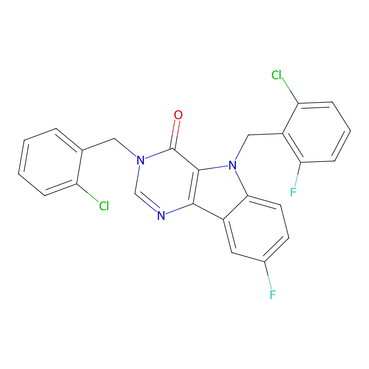 3-(2-chlorobenzyl)-5-(2-chloro-6-fluorobenzyl)-8-fluoro-3,5-dihydro-4H-pyrimido[5,4-b]indol-4-one molecular structure, CAS 1184965-37-4