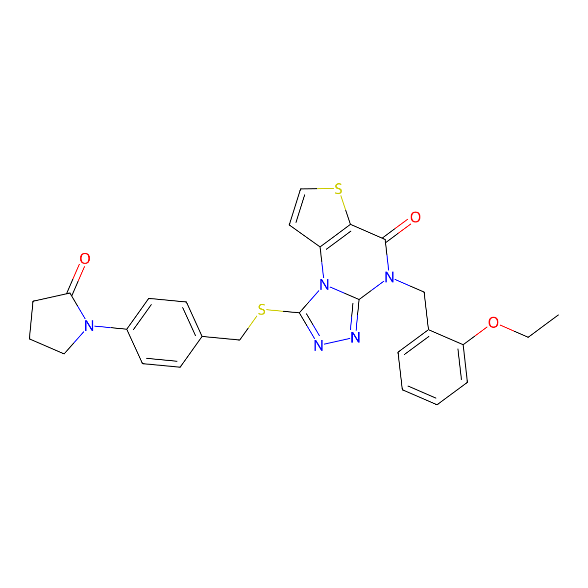 4-(2-ethoxybenzyl)-1-((4-(2-oxopyrrolidin-1-yl)benzyl)thio)thieno[2,3-e][1,2,4]triazolo[4,3-a]pyrimidin-5(4H)-one molecular structure, CAS 1184966-52-6