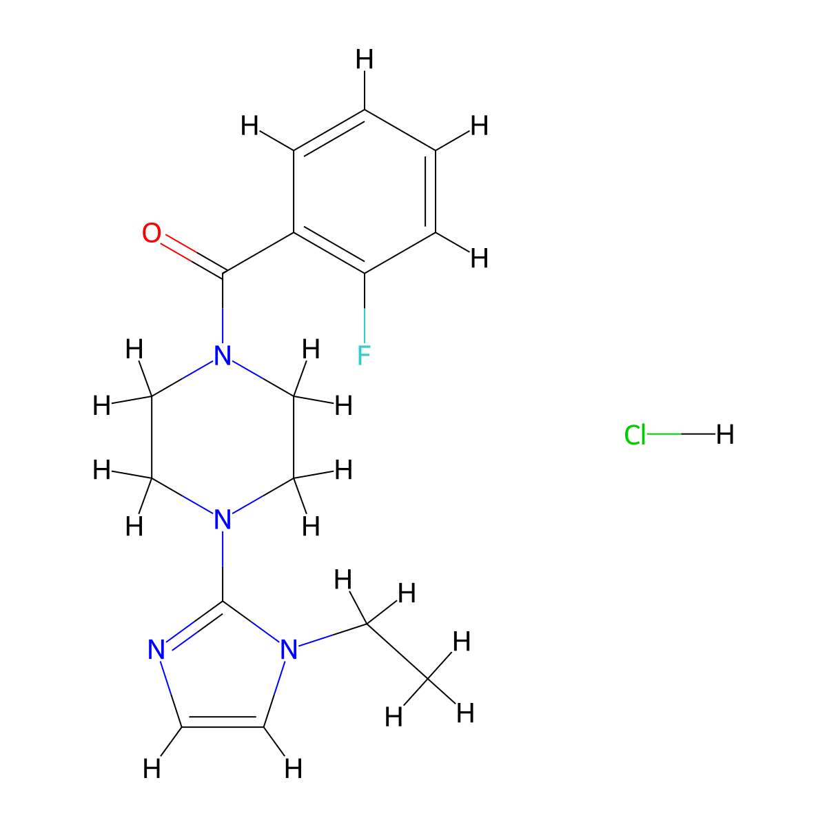 (4-(1-ethyl-1H-imidazol-2-yl)piperazin-1-yl)(2-fluorophenyl)methanone hydrochloride molecular structure, CAS 1184966-85-5