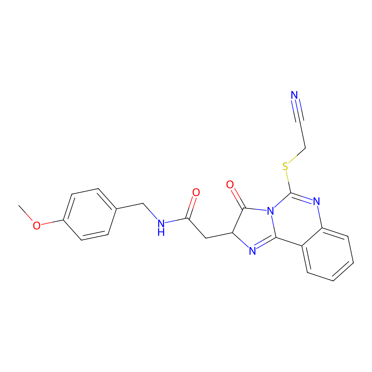 2-{5-[(cyanomethyl)sulfanyl]-3-oxo-2H,3H-imidazo[1,2-c]quinazolin-2-yl}-N-[(4-methoxyphenyl)methyl]acetamide molecular structure, CAS 1184966-92-4