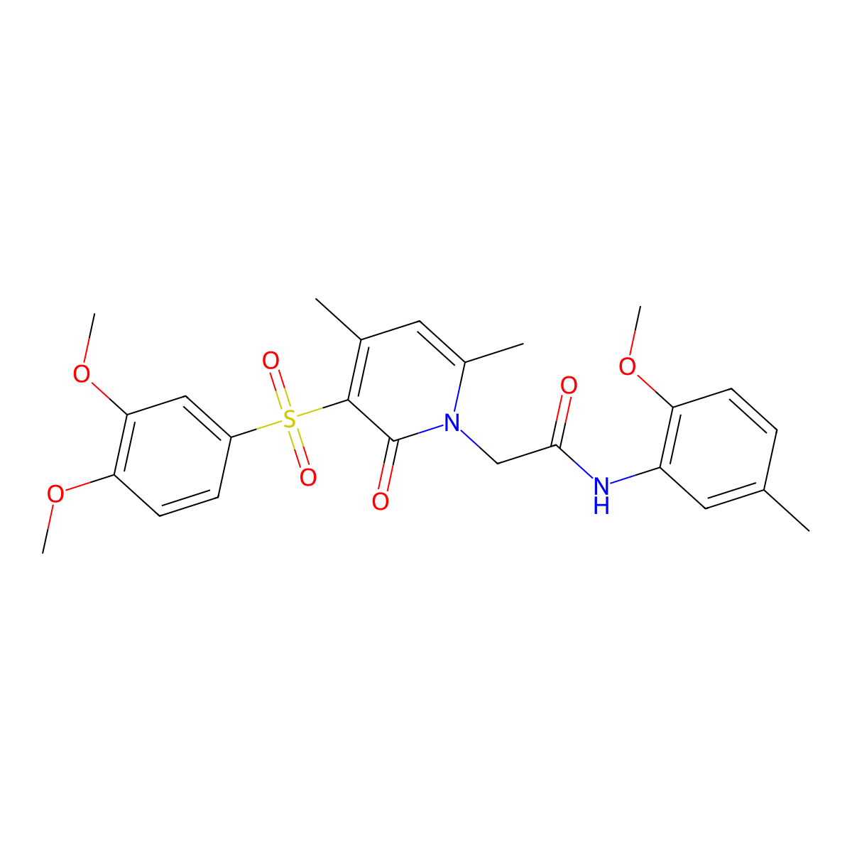 2-(3-((3,4-dimethoxyphenyl)sulfonyl)-4,6-dimethyl-2-oxopyridin-1(2H)-yl)-N-(2-methoxy-5-methylphenyl)acetamide molecular structure, CAS 1184967-17-6