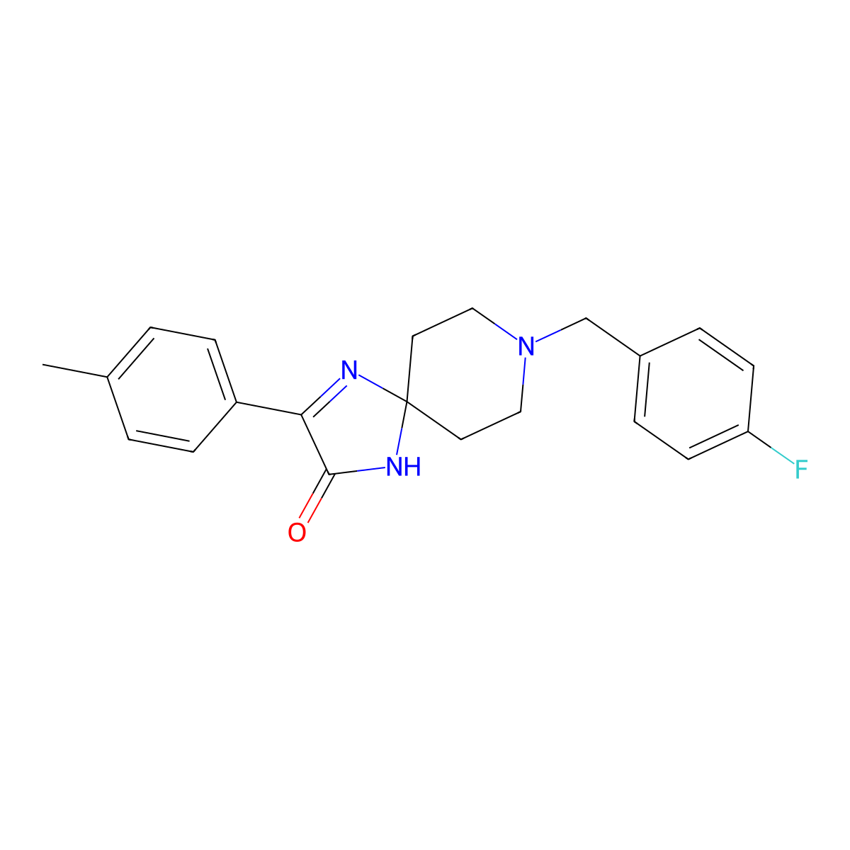 8-[(4-Fluorophenyl)methyl]-3-(4-methylphenyl)-1,4,8-triazaspiro[4.5]dec-3-EN-2-one molecular structure, CAS 1184967-58-5