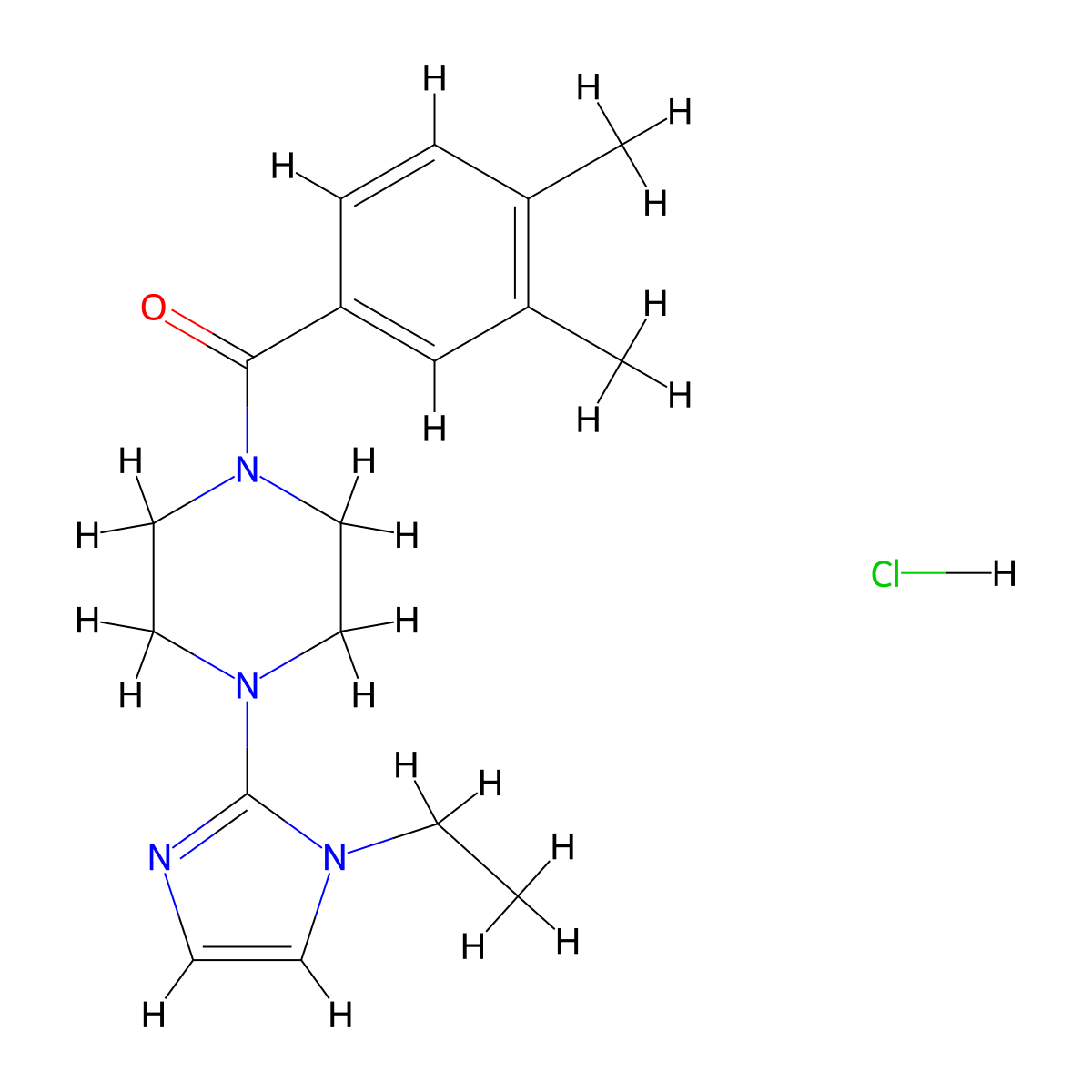 (3,4-dimethylphenyl)(4-(1-ethyl-1H-imidazol-2-yl)piperazin-1-yl)methanone hydrochloride molecular structure, CAS 1184967-95-0