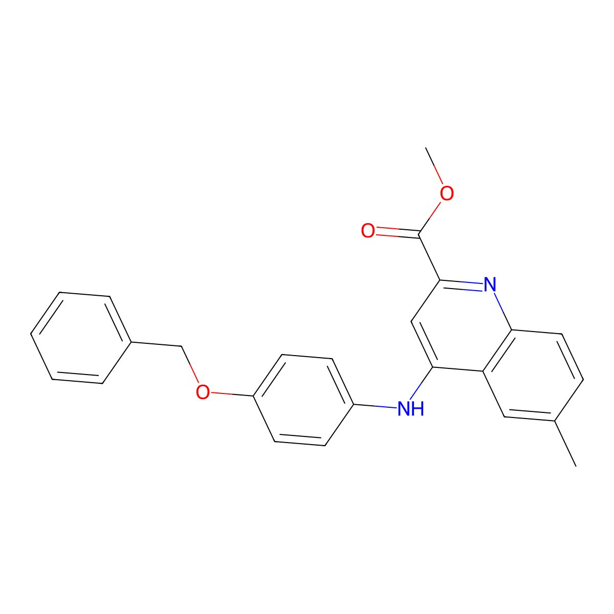 Methyl 4-{[4-(benzyloxy)phenyl]amino}-6-methylquinoline-2-carboxylate molecular structure, CAS 1184968-79-3