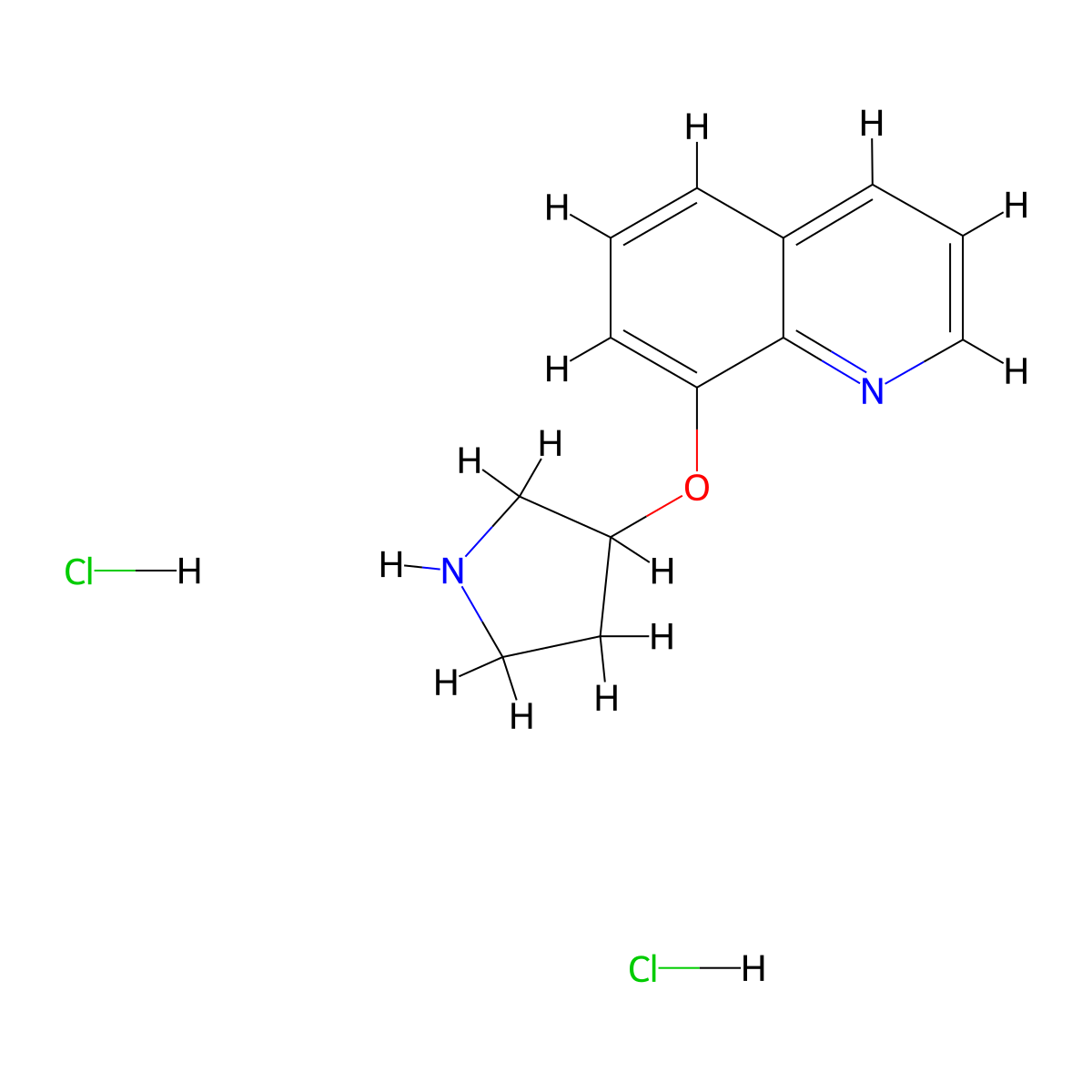 8-(3-Pyrrolidinyloxy)quinoline dihydrochloride molecular structure, CAS 1184969-12-7