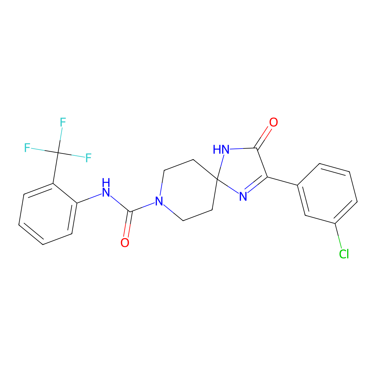 2-(3-chlorophenyl)-3-oxo-N-[2-(trifluoromethyl)phenyl]-1,4,8-triazaspiro[4.5]dec-1-ene-8-carboxamide molecular structure, CAS 1184969-96-7