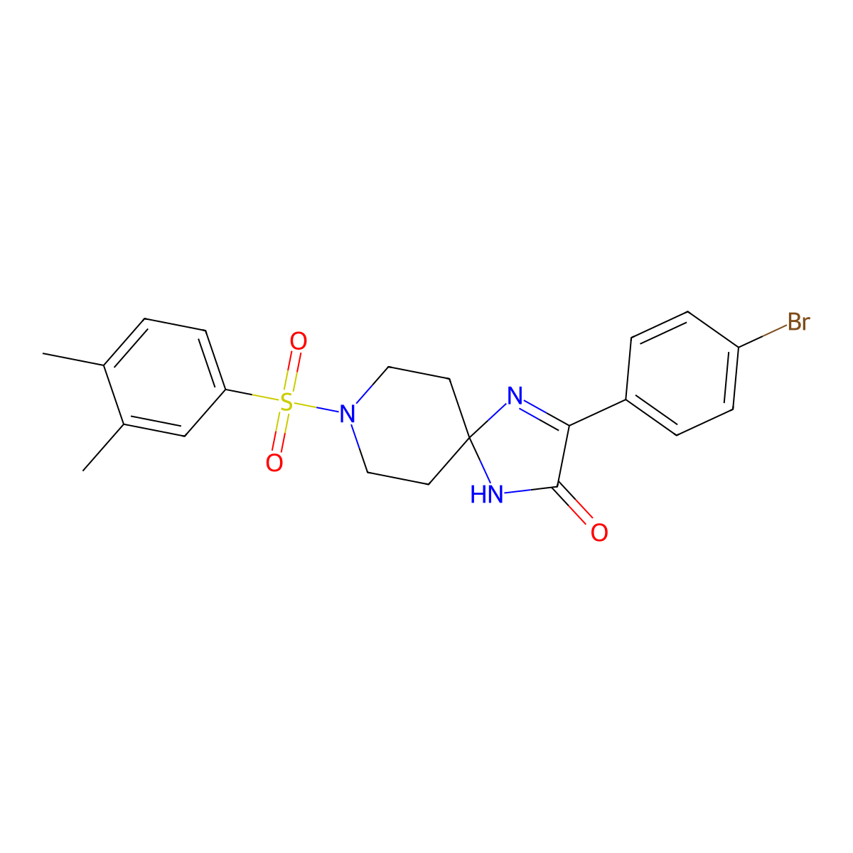 3-(4-Bromophenyl)-8-(3,4-dimethylbenzenesulfonyl)-1,4,8-triazaspiro[4.5]dec-3-en-2-one molecular structure, CAS 1184970-52-2