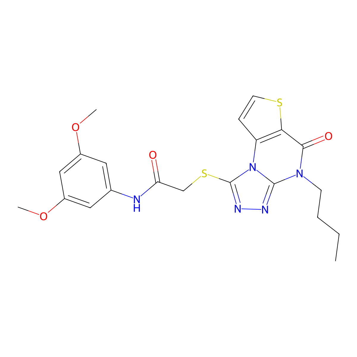 2-((4-butyl-5-oxo-4,5-dihydrothieno[2,3-e][1,2,4]triazolo[4,3-a]pyrimidin-1-yl)thio)-N-(3,5-dimethoxyphenyl)acetamide molecular structure, CAS 1184971-12-7