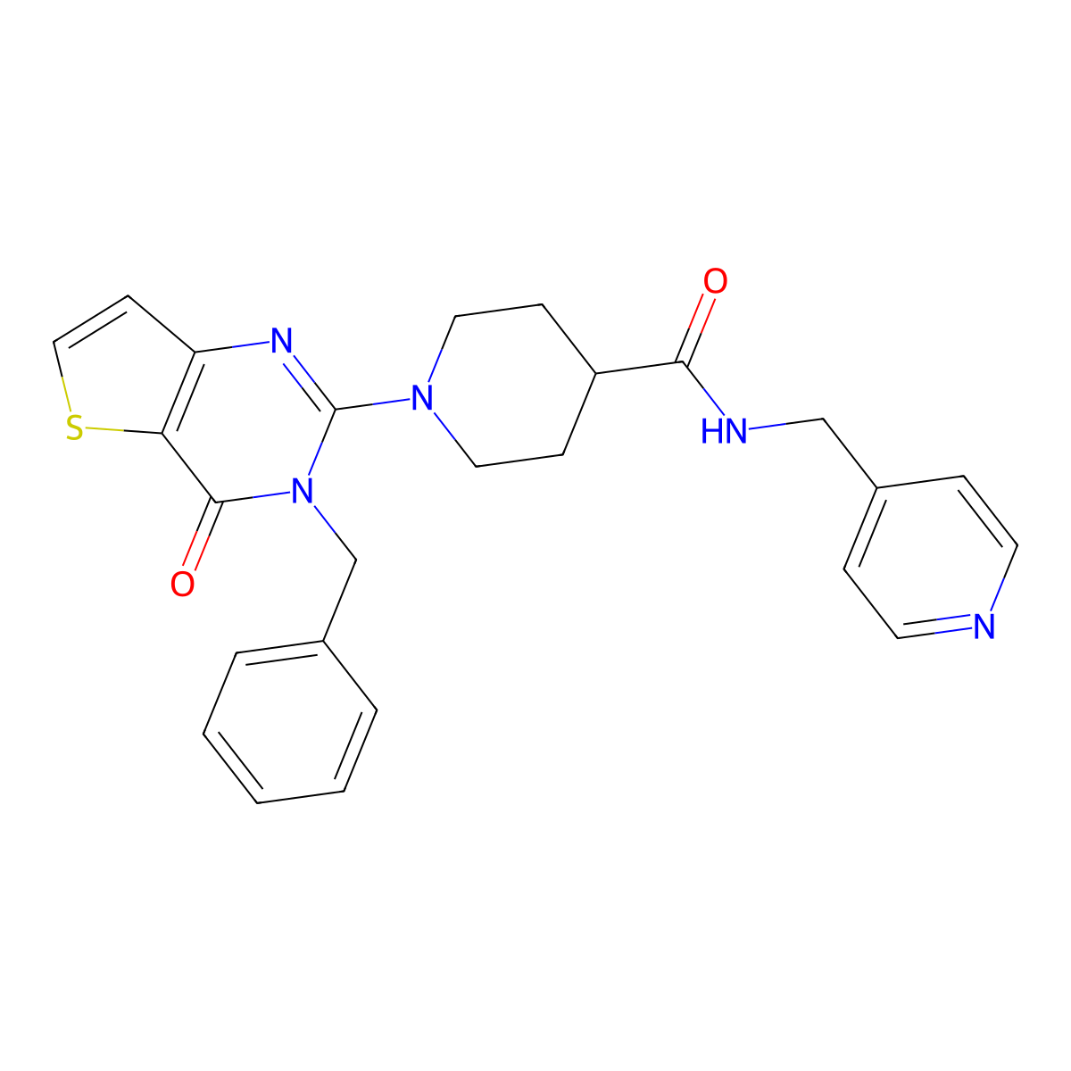 1-{3-benzyl-4-oxo-3H,4H-thieno[3,2-d]pyrimidin-2-yl}-N-[(pyridin-4-yl)methyl]piperidine-4-carboxamide molecular structure, CAS 1184971-35-4