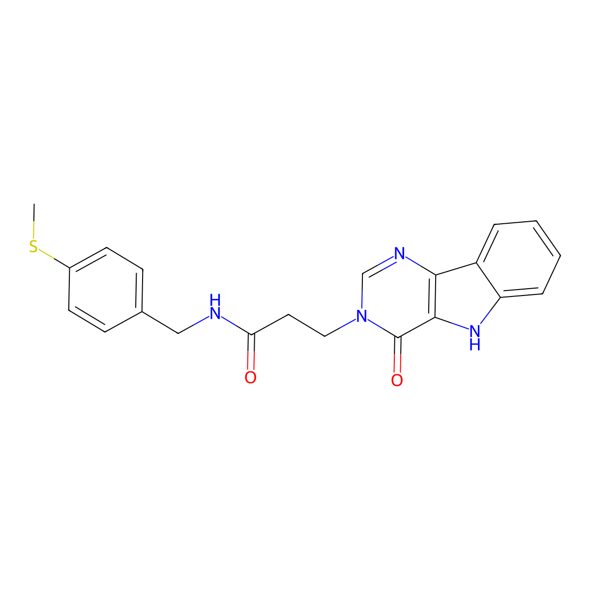 N-(4-(methylthio)benzyl)-3-(4-oxo-4,5-dihydro-3H-pyrimido[5,4-b]indol-3-yl)propanamide molecular structure, CAS 1184971-46-7