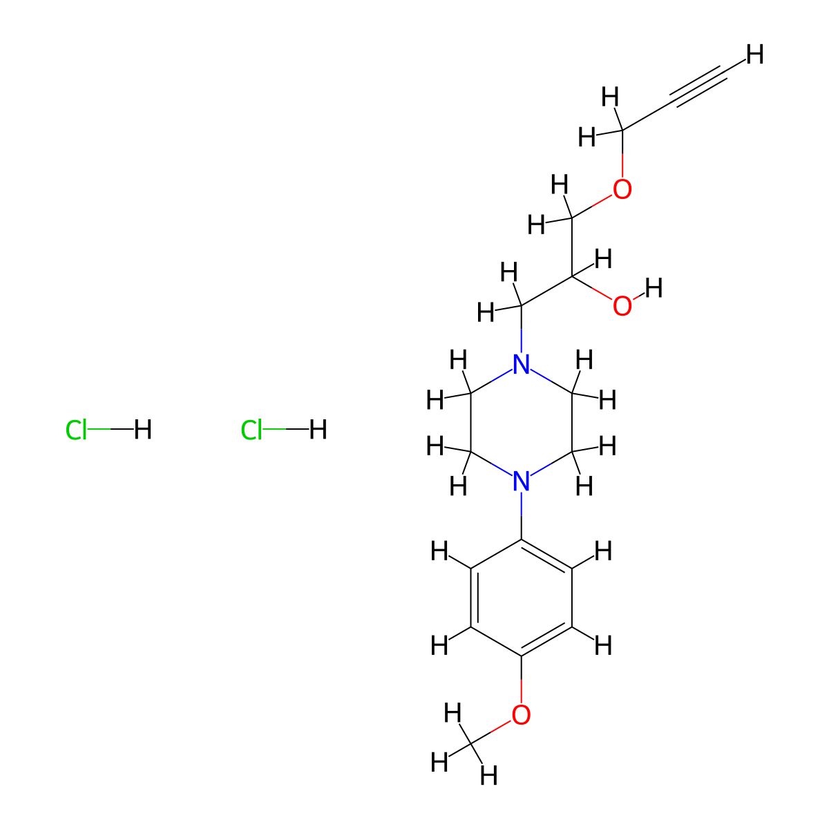 1-(4-(4-Methoxyphenyl)piperazin-1-yl)-3-(prop-2-yn-1-yloxy)propan-2-ol dihydrochloride molecular structure, CAS 1184973-87-2