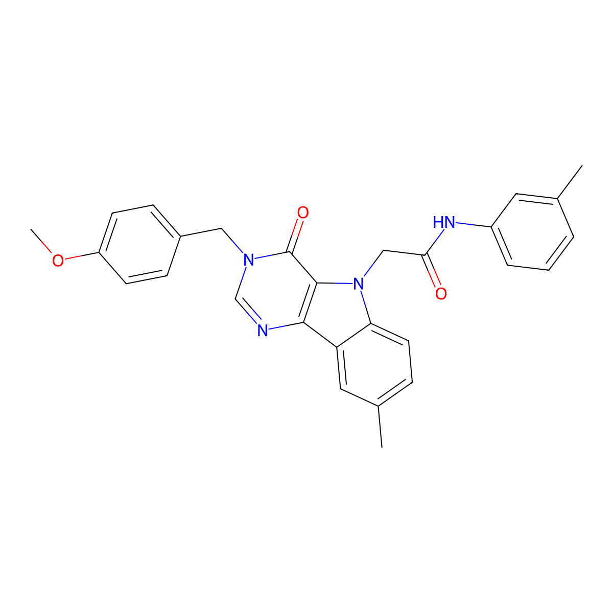 2-(3-(4-methoxybenzyl)-8-methyl-4-oxo-3H-pyrimido[5,4-b]indol-5(4H)-yl)-N-(m-tolyl)acetamide molecular structure, CAS 1184975-49-2