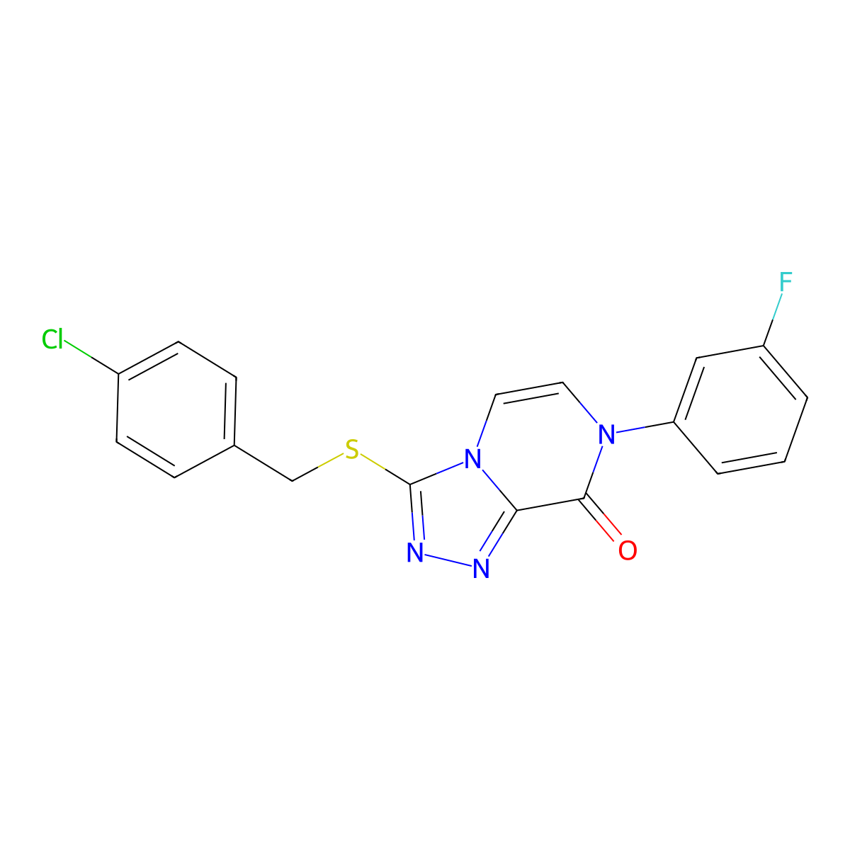 3-{[(4-chlorophenyl)methyl]sulfanyl}-7-(3-fluorophenyl)-7H,8H-[1,2,4]triazolo[4,3-a]pyrazin-8-one molecular structure, CAS 1184975-96-9