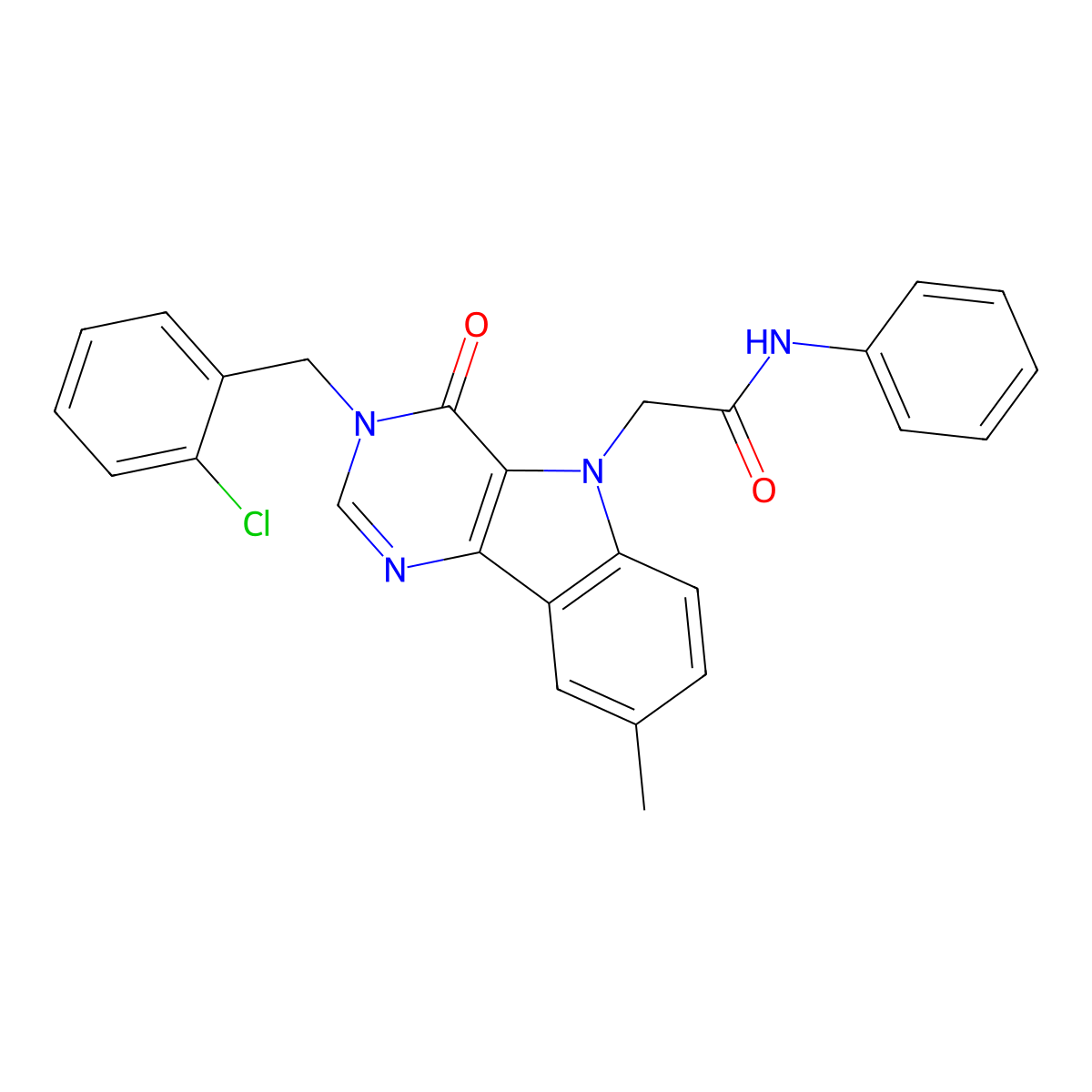 2-(3-(2-chlorobenzyl)-8-methyl-4-oxo-3H-pyrimido[5,4-b]indol-5(4H)-yl)-N-phenylacetamide molecular structure, CAS 1184976-01-9