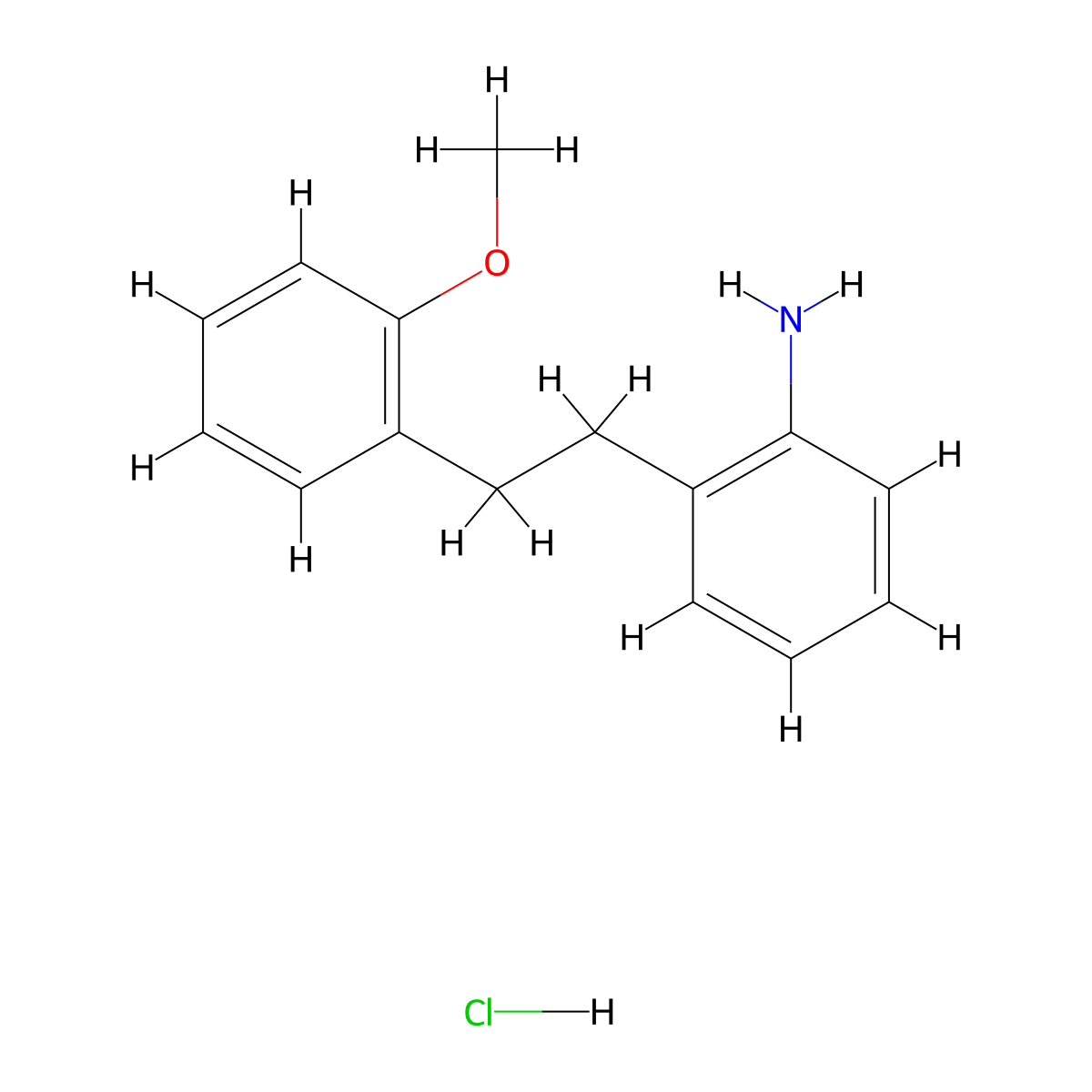 {2-[2-(2-Methoxyphenyl)ethyl]phenyl}amine hydrochloride molecular structure, CAS 1184976-66-6
